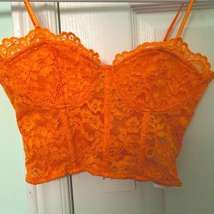 Orange lace corset top